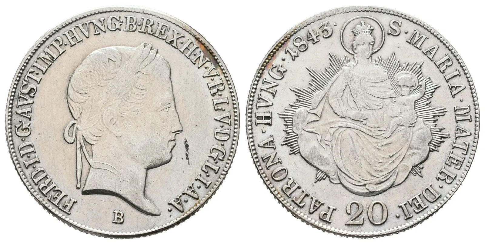 Ferdinand V., 20 Krejcar 1843 B, Kremnica