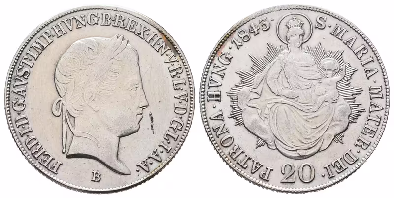 Ferdinand V., 20 Krejcar 1843 B, Kremnica