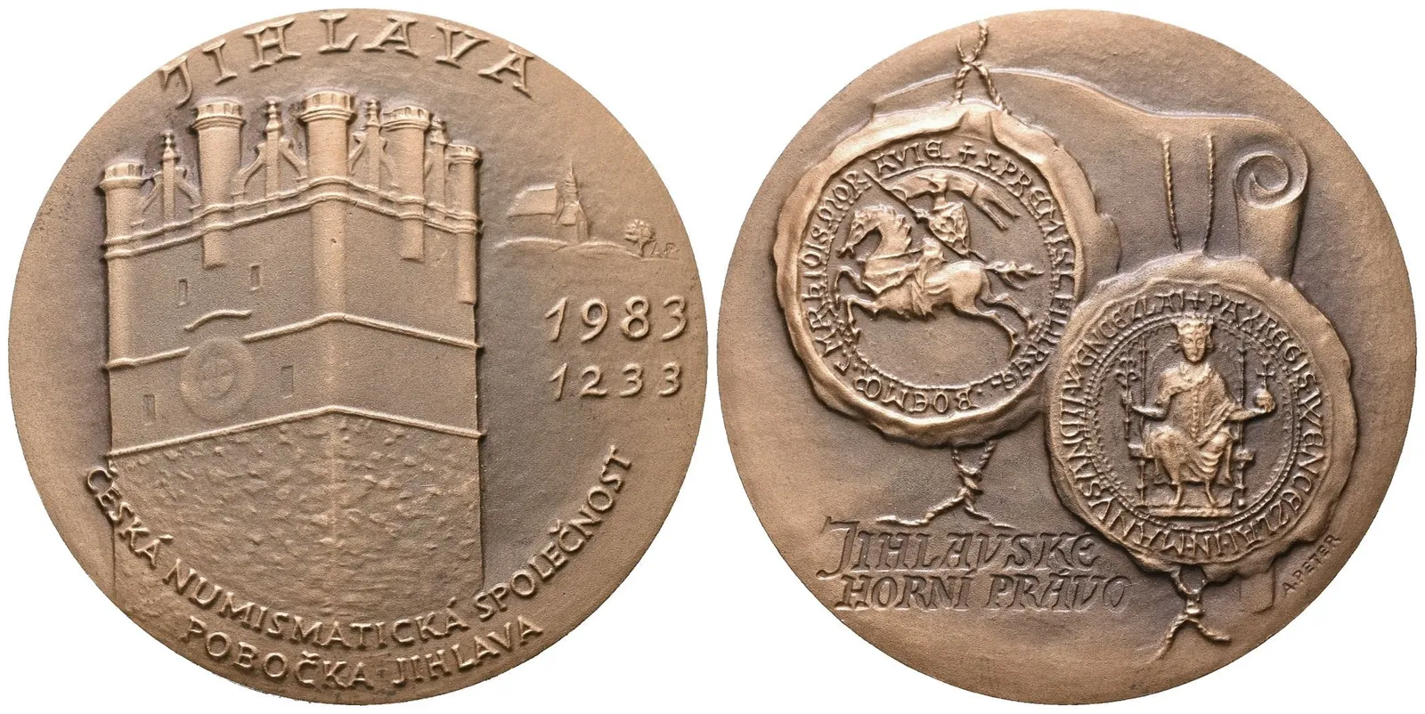 AE Medaile 1983 (A. Peter) - K 750. výročí Jihlavského horního práva. Pat. — 1