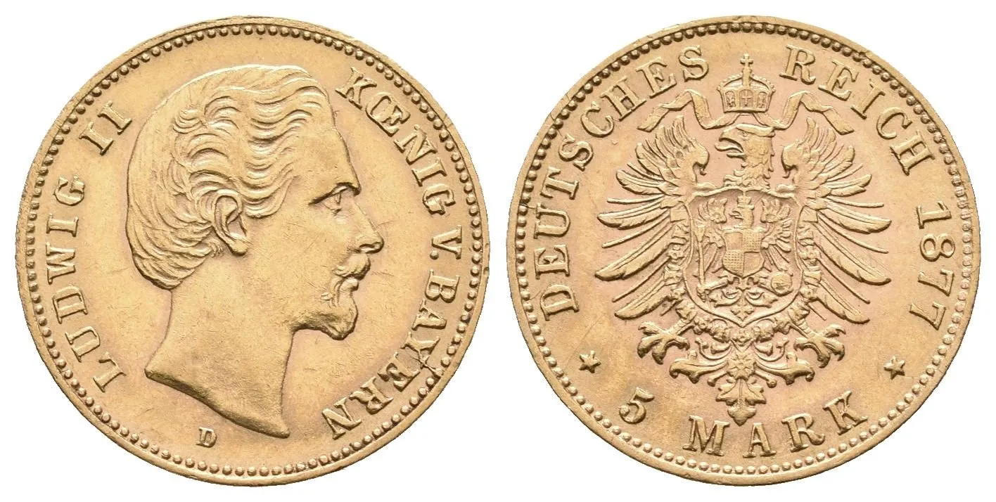 Bavorsko, 5 Marka 1877 D