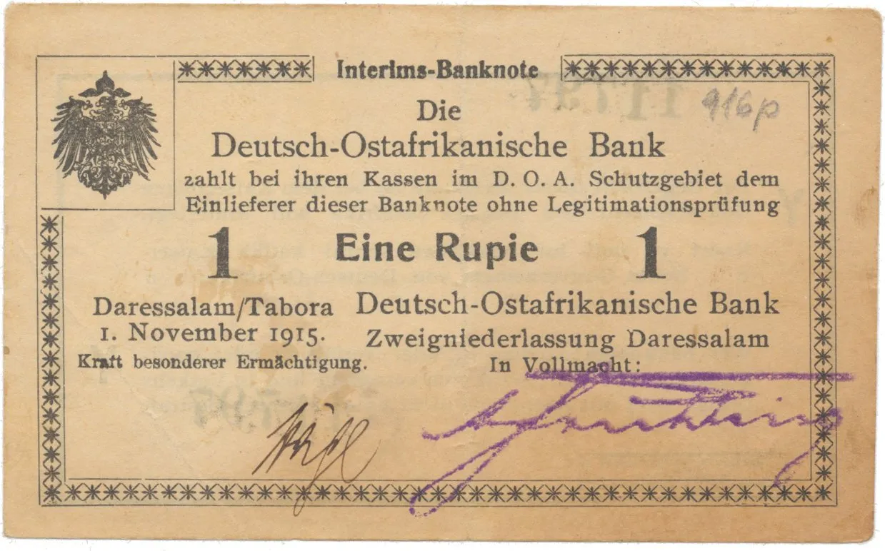 Německá Východní Afrika, 1 Rupie 1. 11. 1915, série Y, R.916p