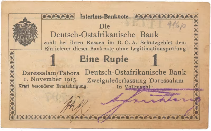 Německá Východní Afrika, 1 Rupie 1. 11. 1915, série Y, R.916p