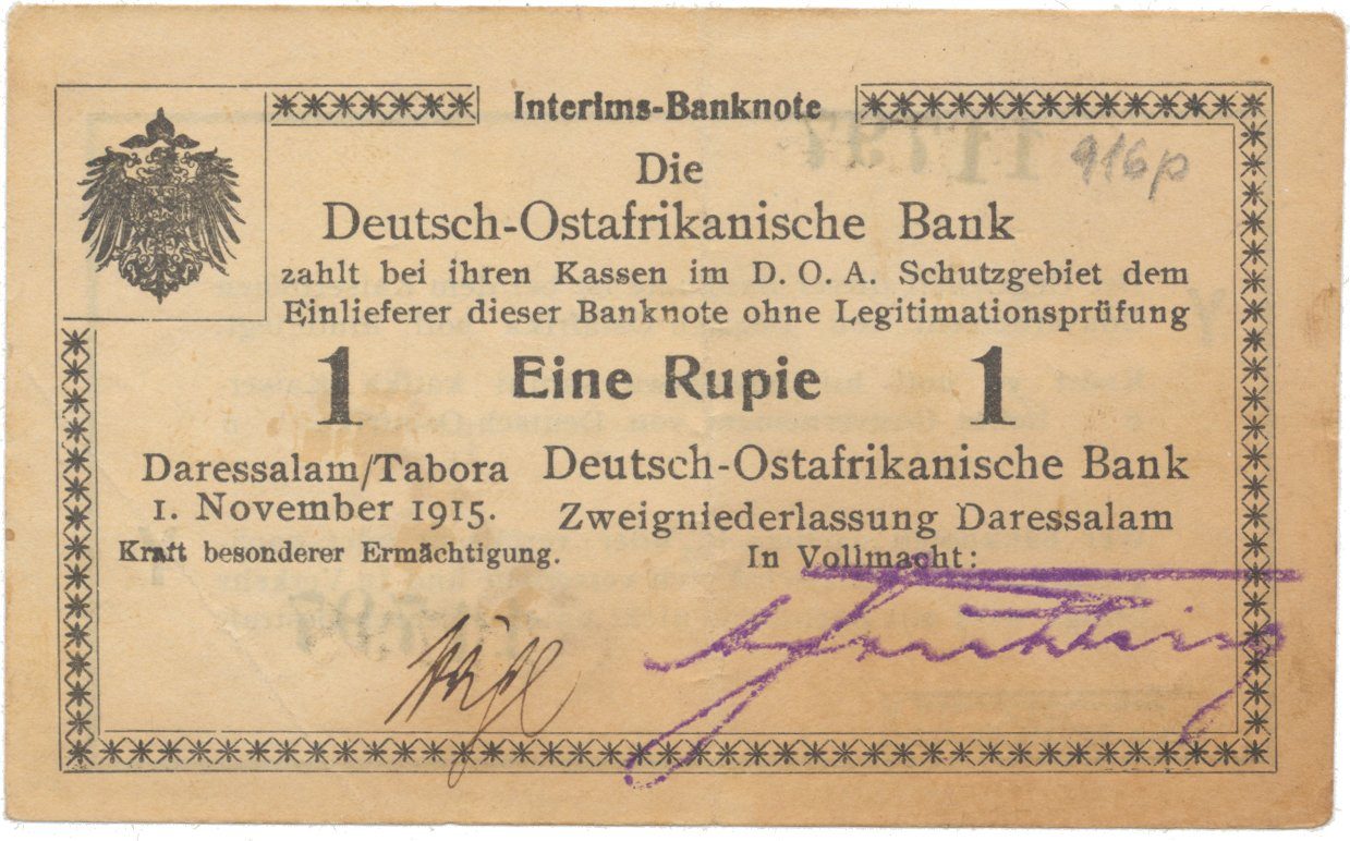 Německá Východní Afrika, 1 Rupie 1. 11. 1915, série Y, R.916p