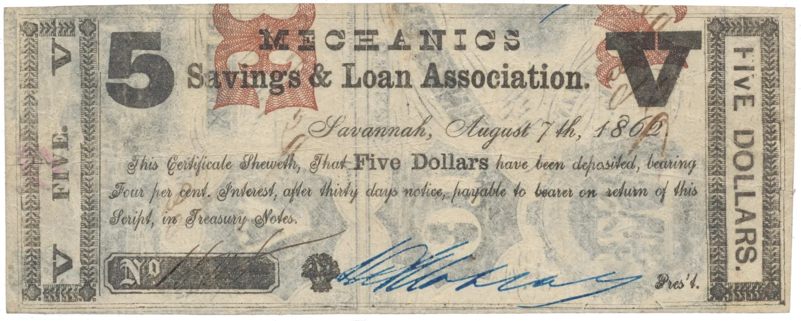 USA - Georgia, 5 Dollar 1862