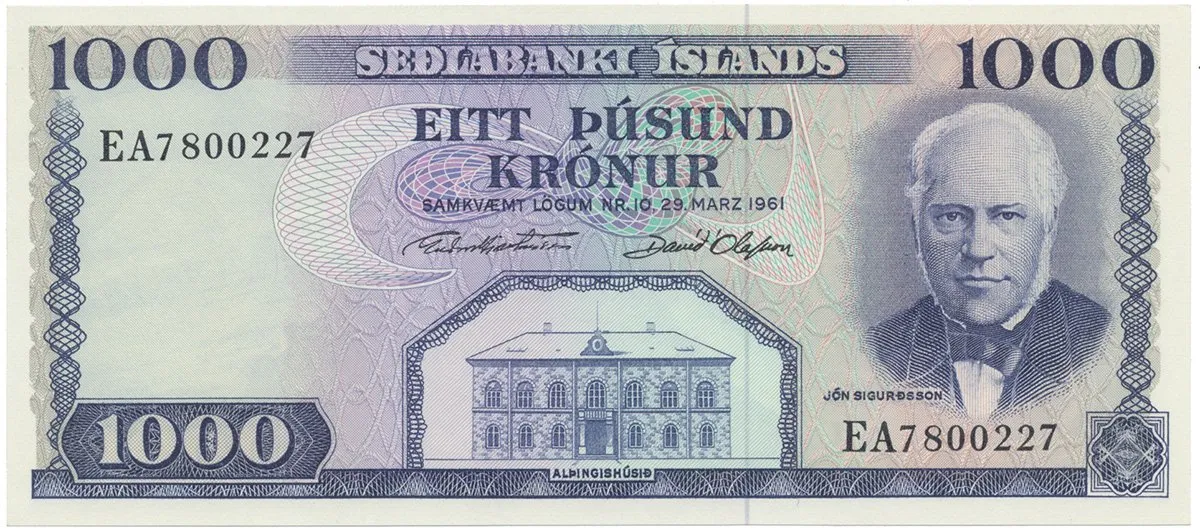 Island, 1000 Krónur 1961, P.46a