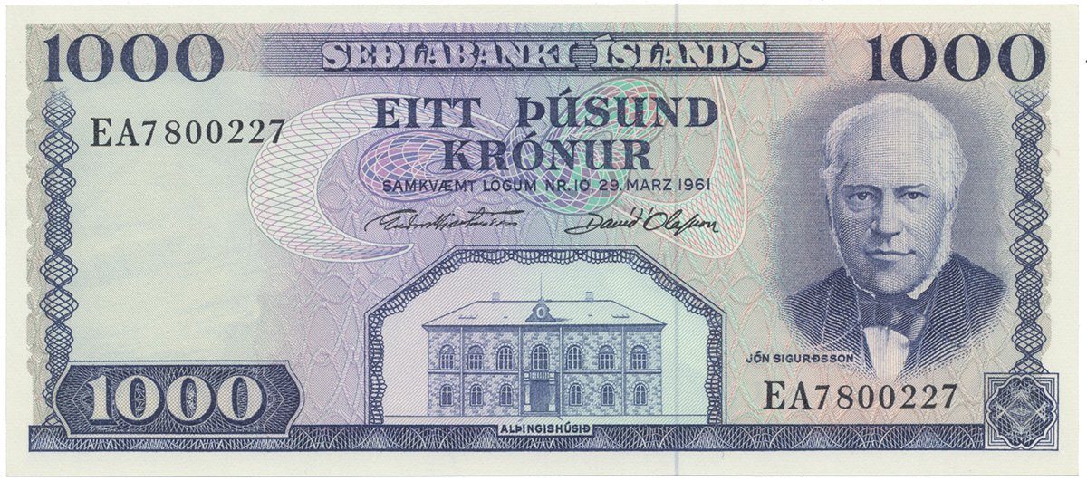Island, 1000 Krónur 1961, P.46a