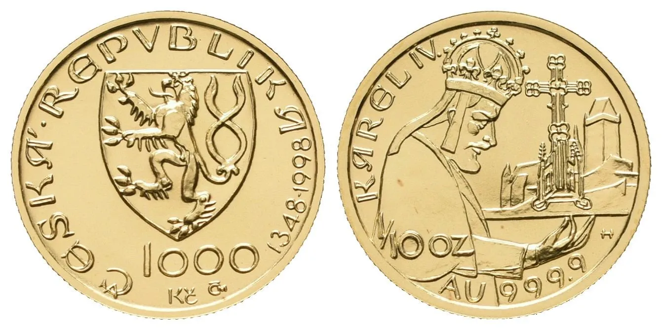 1000 Kč 1998 - Karel IV. - Založení hradu Karlštejn