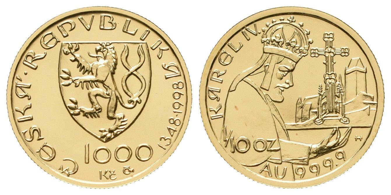 1000 Kč 1998 - Karel IV. - Založení hradu Karlštejn