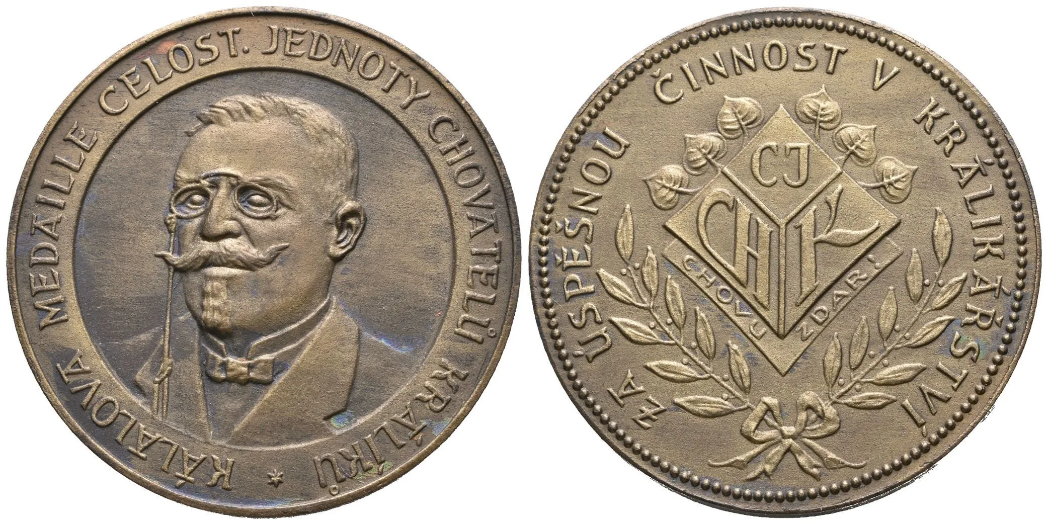 AE Medaile b.l. - Kálalova medaile celostátní jednoty chovatelů králiků - Za úspěšnou činnost, — 1