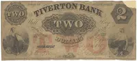 USA, Rhode Island, Tiverton, The Tiverton Bank, 2 Dollars 20. 7. 1859