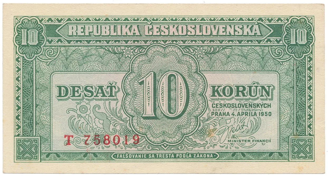 Československo, 10 Koruna 1950, série A - Z, Hej.86a