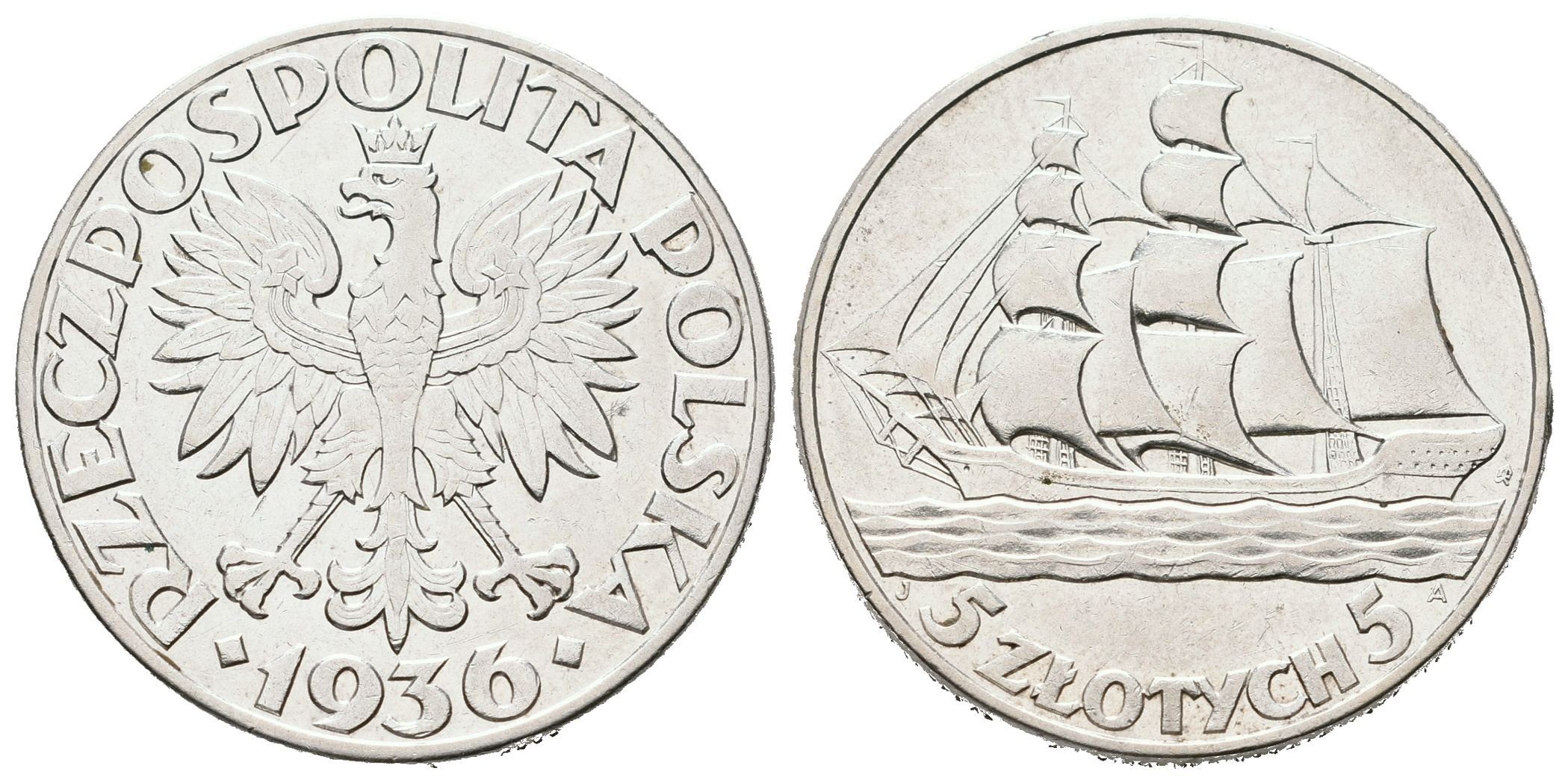 Polsko, 5 Zlotých 1936 - Gdyně