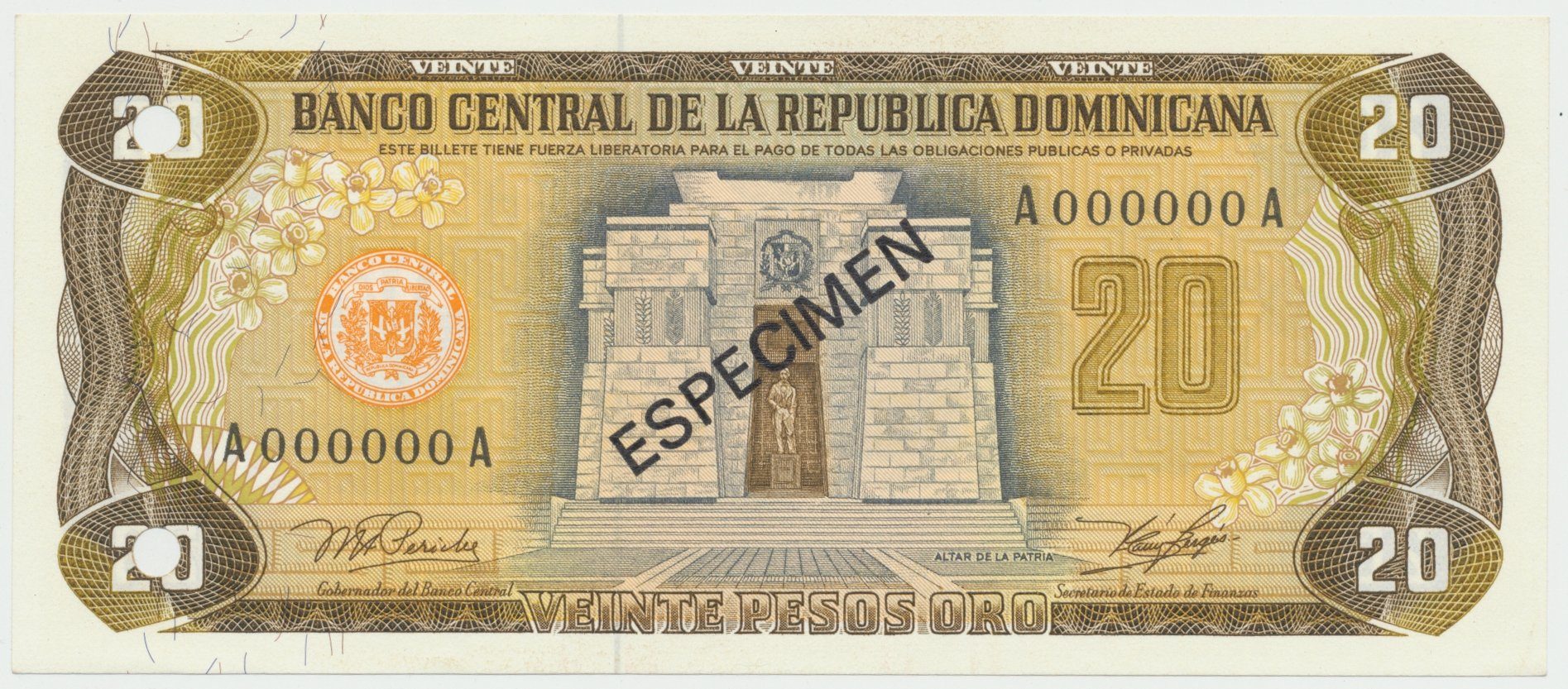 Dominikánská republika, 20 Pesos Oro 1978, P.120s1