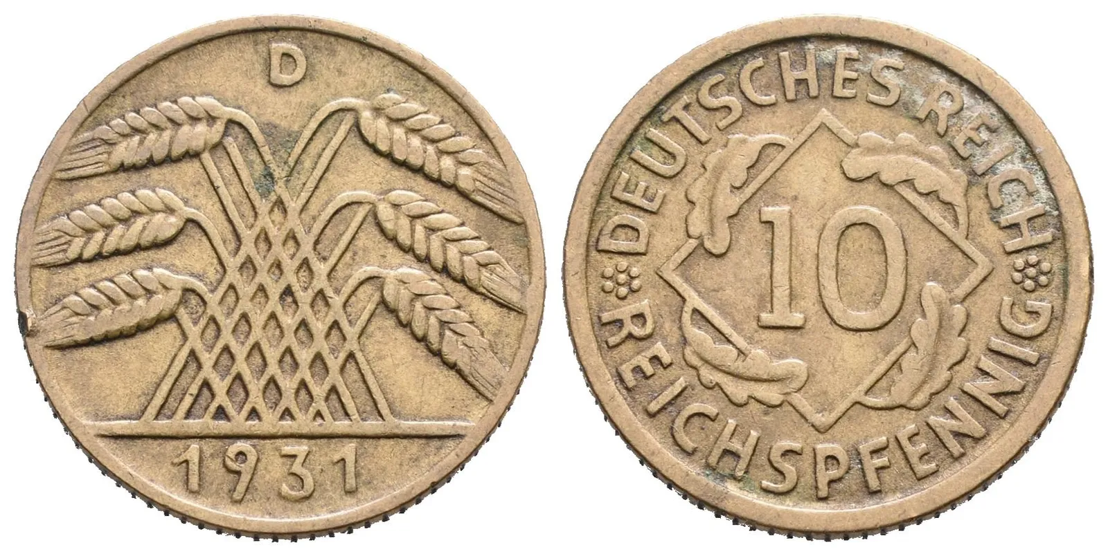 Výmar, 10 Pfennig 1931 D