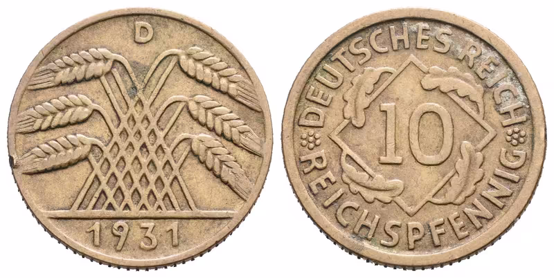 Výmar, 10 Pfennig 1931 D