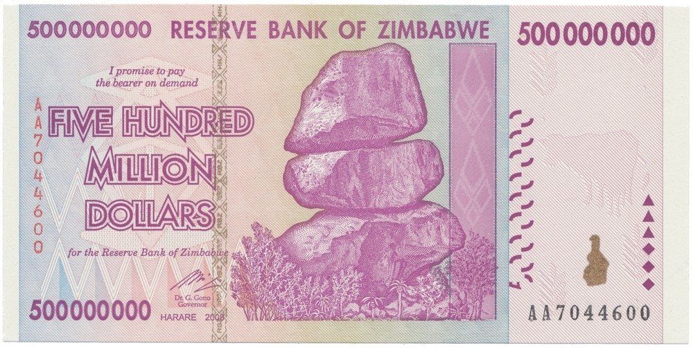 Zimbabwe, 500 Million Dollars 2008, P.82