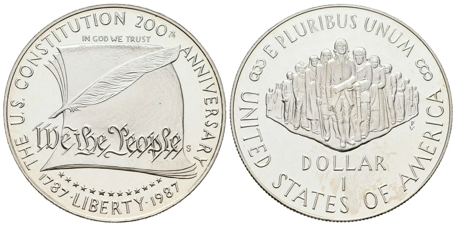 USA, 1 Dollar 1987 - 200. výročí ústavy, PROOF