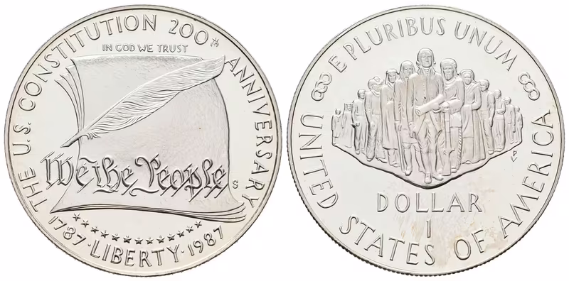 USA, 1 Dollar 1987 - 200. výročí ústavy, PROOF