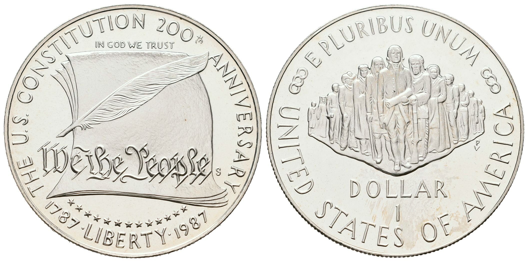 USA, 1 Dollar 1987 - 200. výročí ústavy, PROOF