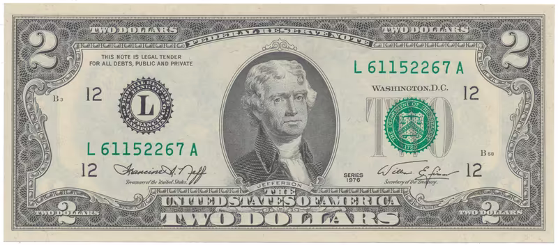 USA, 2 Dollars 1976, deklarace nezávislosti, Pick.461