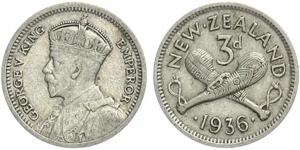 Nový Zéland, 3 Pence 1936
