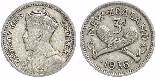 Nový Zéland, 3 Pence 1936
