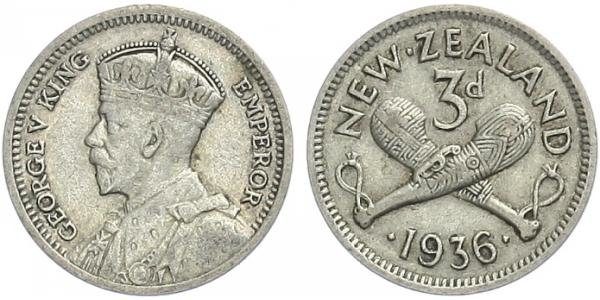 Nový Zéland, 3 Pence 1936