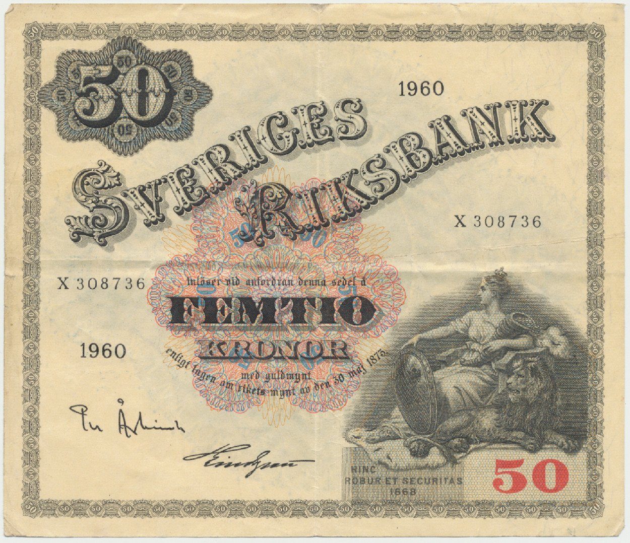 Švédsko, 50 Kronor 1960, P.47b