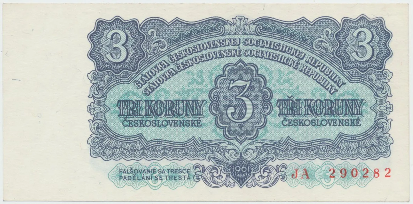 Československo, 3 Koruna 1961, série JA, Hej.98a