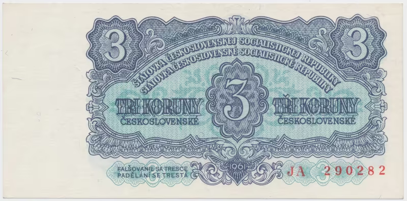 Československo, 3 Koruna 1961, série JA, Hej.98a