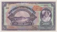 5000 Koruna 1920 (přetisk 1943), série C, SPECIMEN, Hej.N1