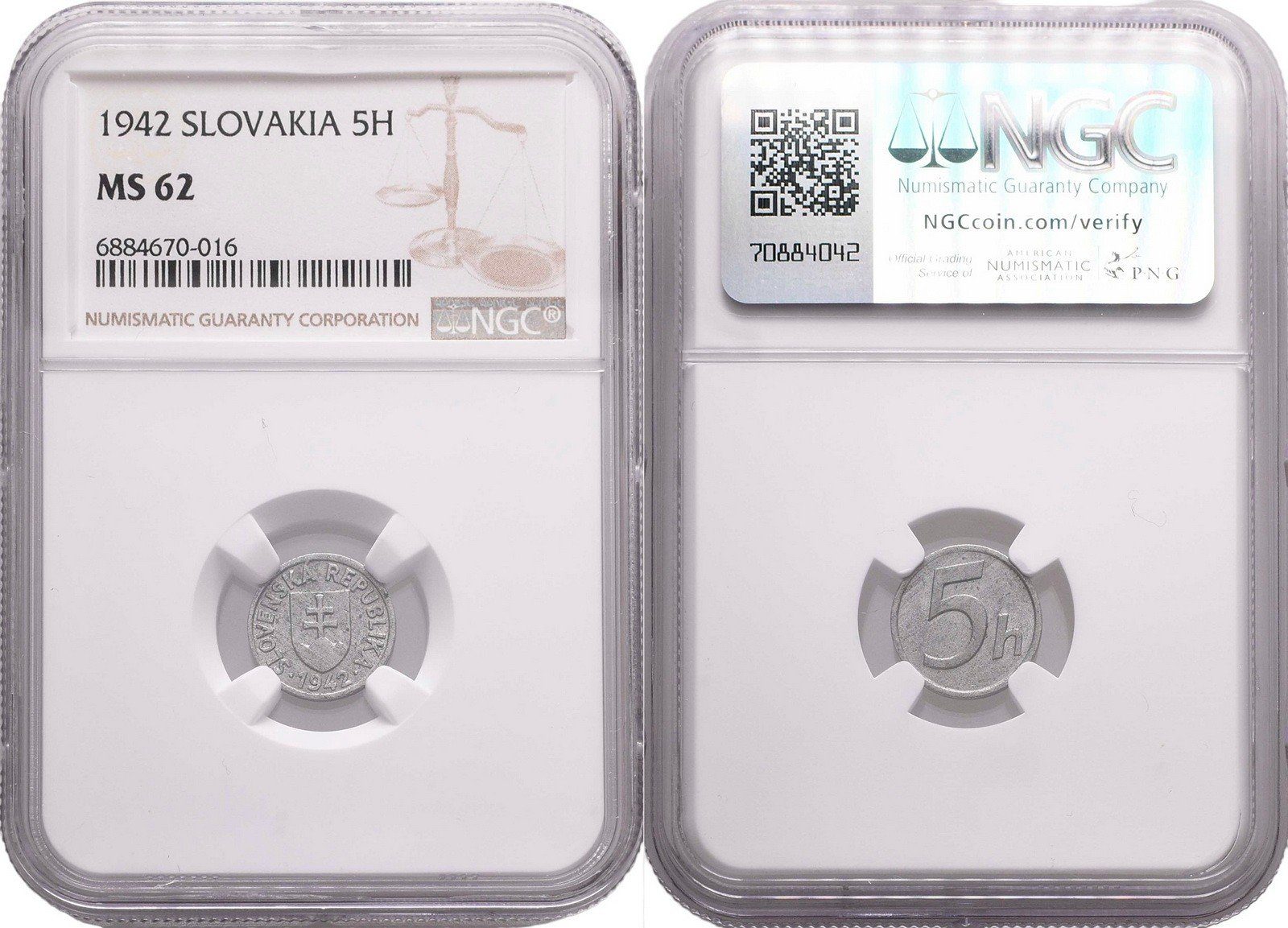 5 Haléř 1942, NGC MS 62, vzácný