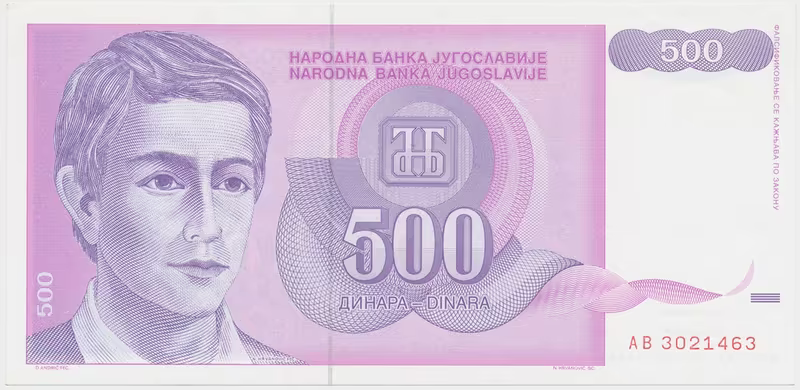 Jugoslávie, 500 Dinara 1992, P.113