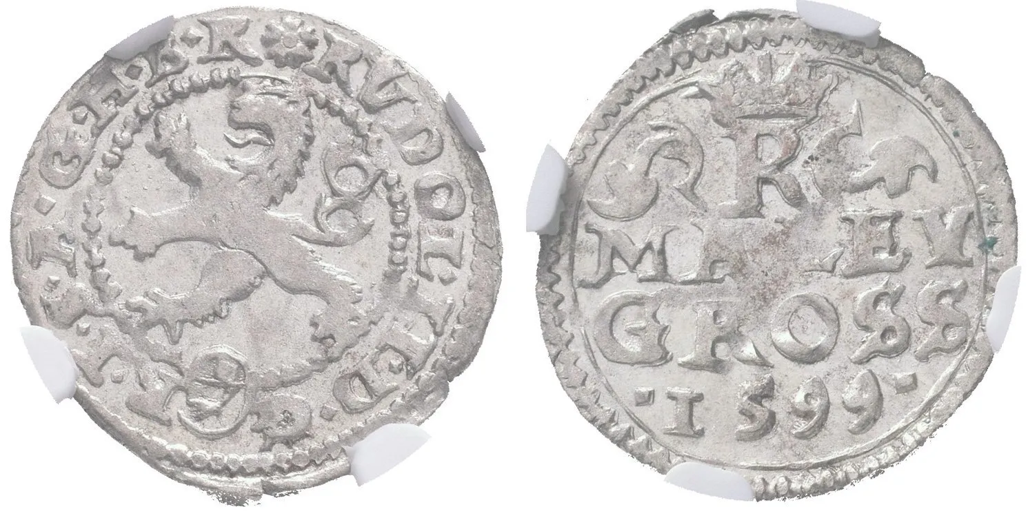 Malý groš 1599, Kutná Hora-Dominig, HN.8 (opis 7a), — 1