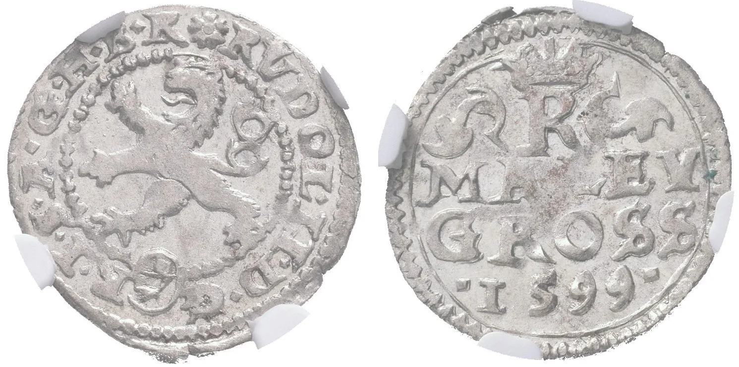 Malý groš 1599, Kutná Hora-Dominig, HN.8 (opis 7a), — 1