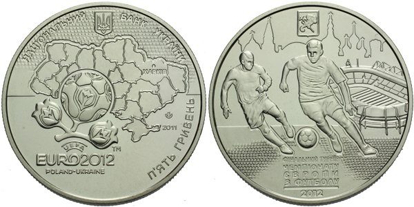 Ukrajina, 5 Griven 2011 - Mistrovství Evropy ve fotbale EURO 2012 - Charkov