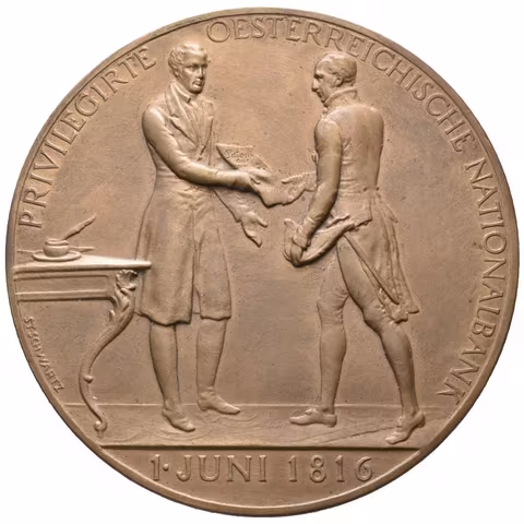 AE Medaile 1916 (Placht, Prinz) - 100 výročí založení Rakouské národní banky.