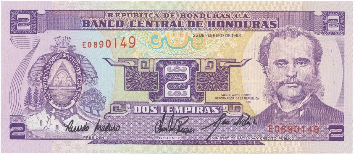 Honduras, 2 Lempiras 1993, P.72b