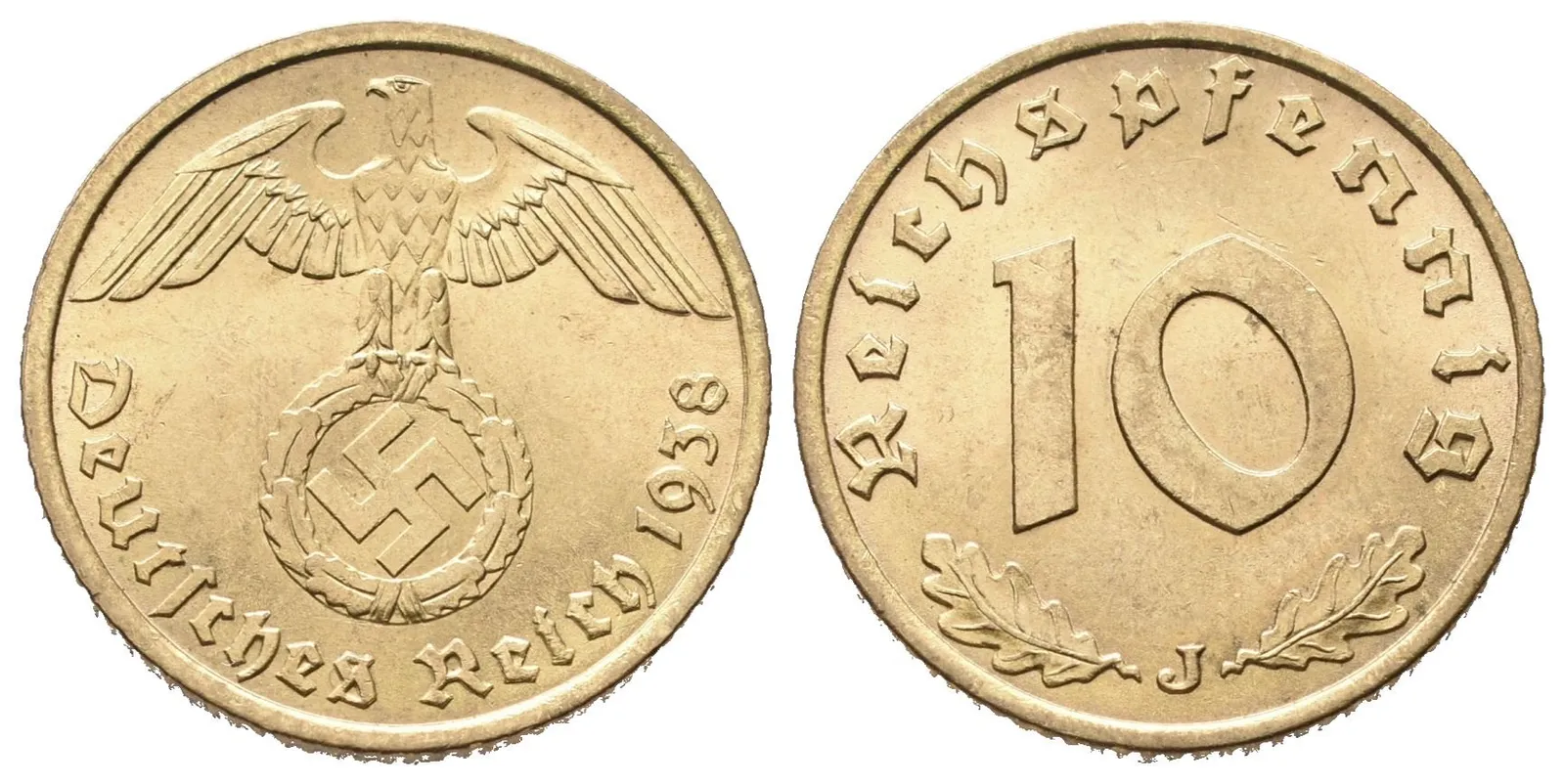 III. říše, 10 Pfennig 1938 J