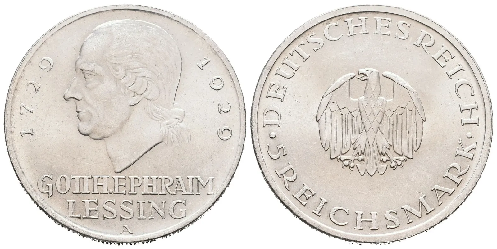 Výmar, 5 Marka 1929 A - Lessing