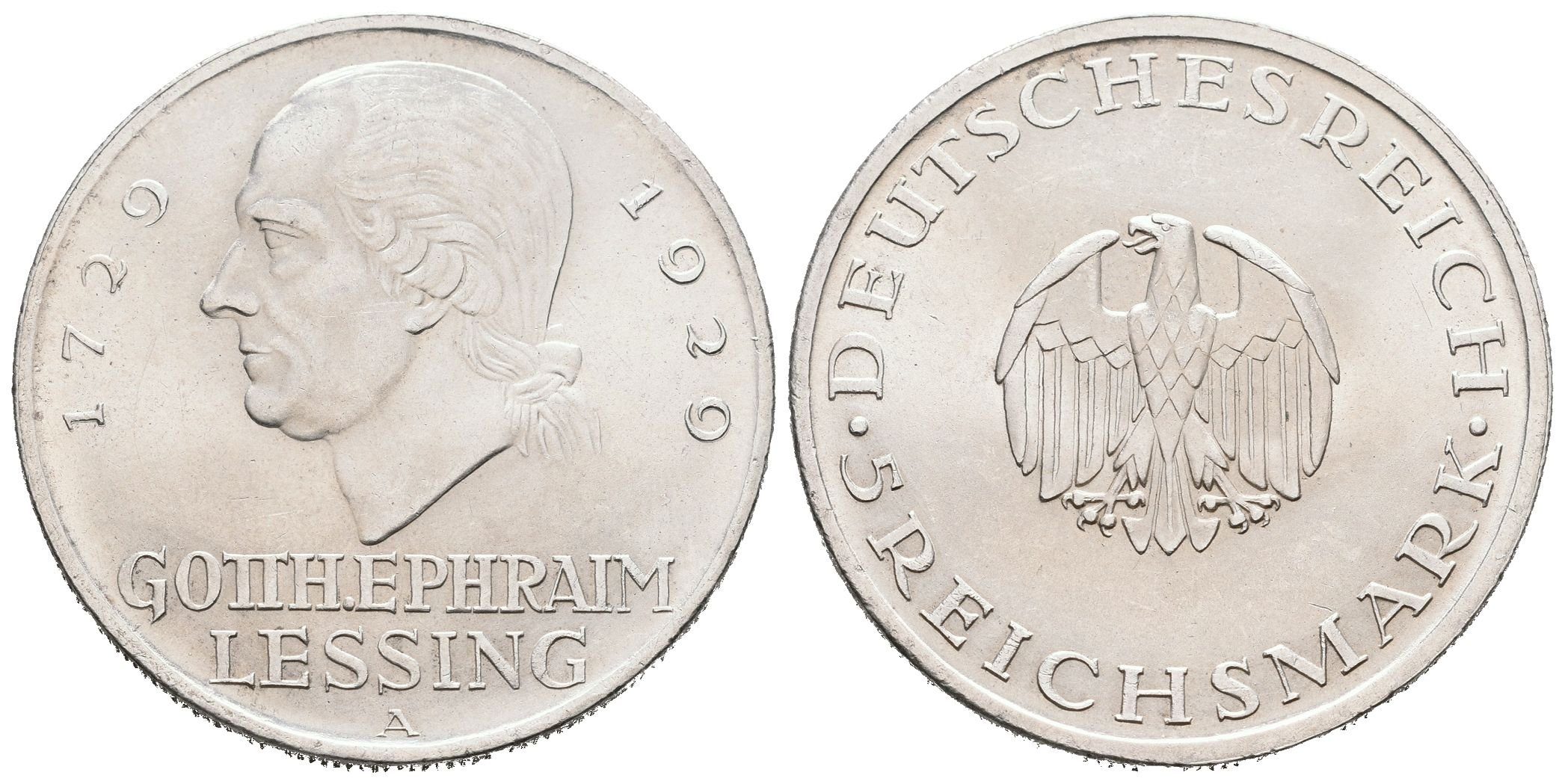 Výmar, 5 Marka 1929 A - Lessing
