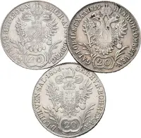 Soubor mincí - 20 Krejcar 1804 B, Husz.1964, 1806 A a 1819 A_3 ks — 2