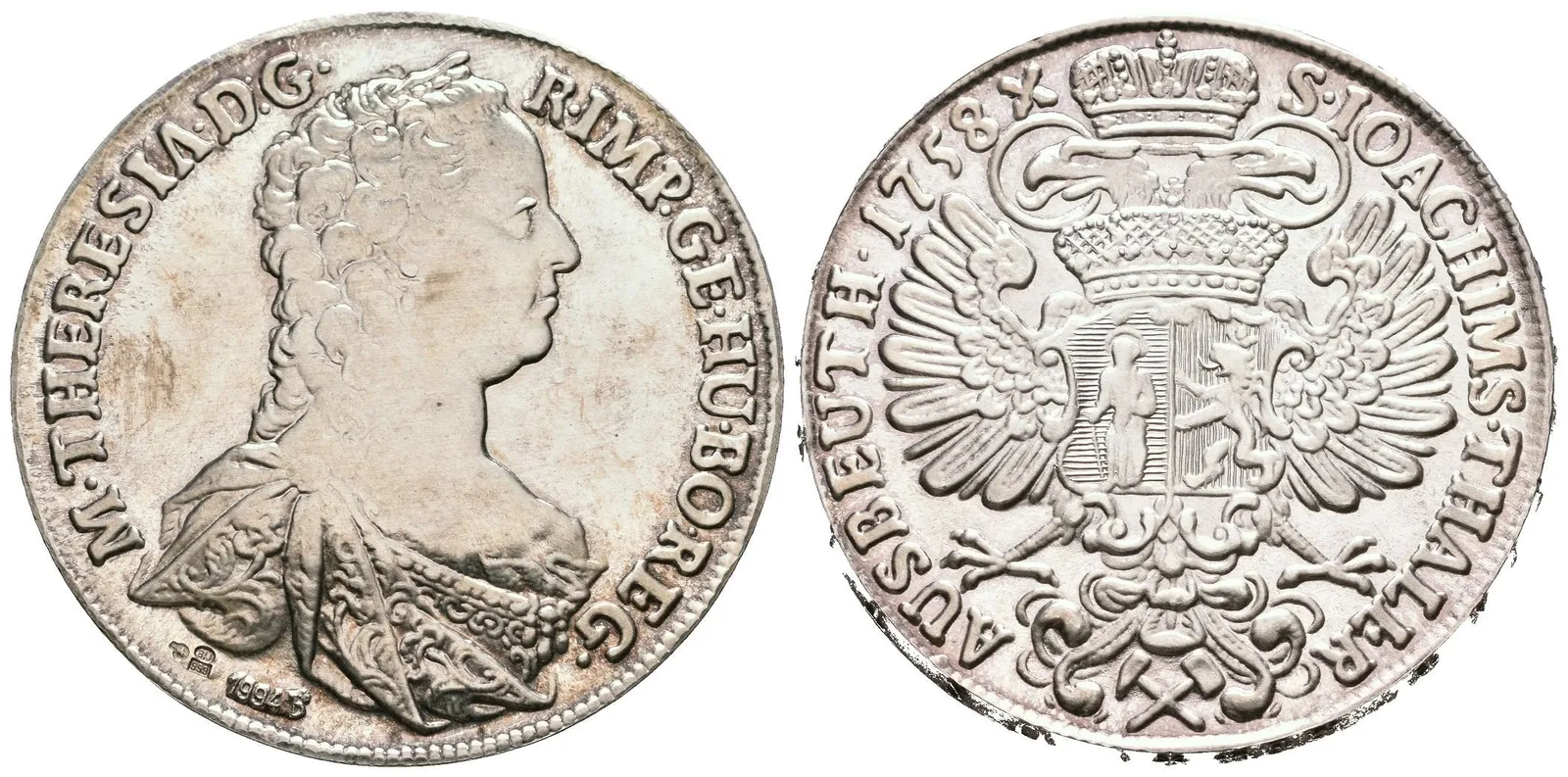 AR Medaile 1994 - Výtěžkový tolar Marie Terezie 1758, Ag 0,999, 41 mm — 1