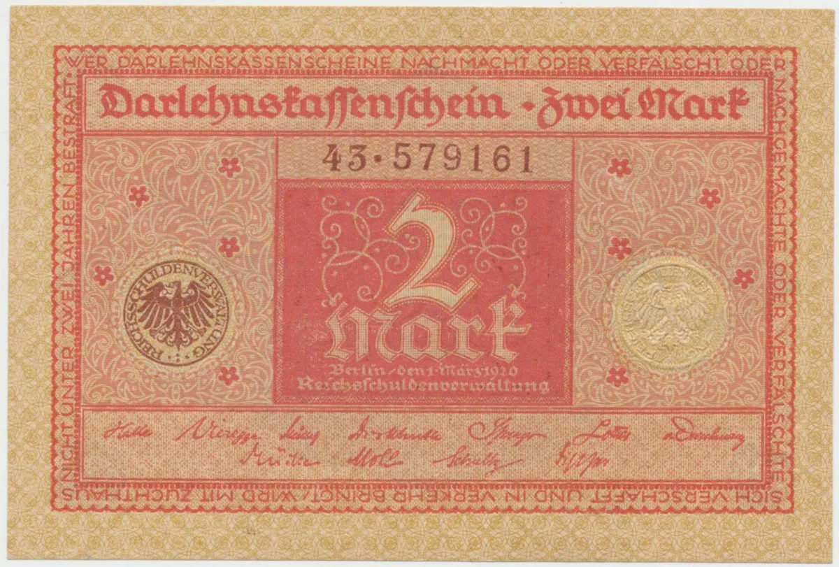 Německo, 2 Mark 1920, Ro.65b