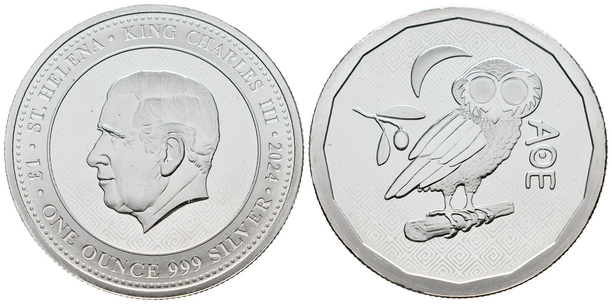 Svatá Helena, 1 Pound 2024 - 1 Oz (Athénská sova)