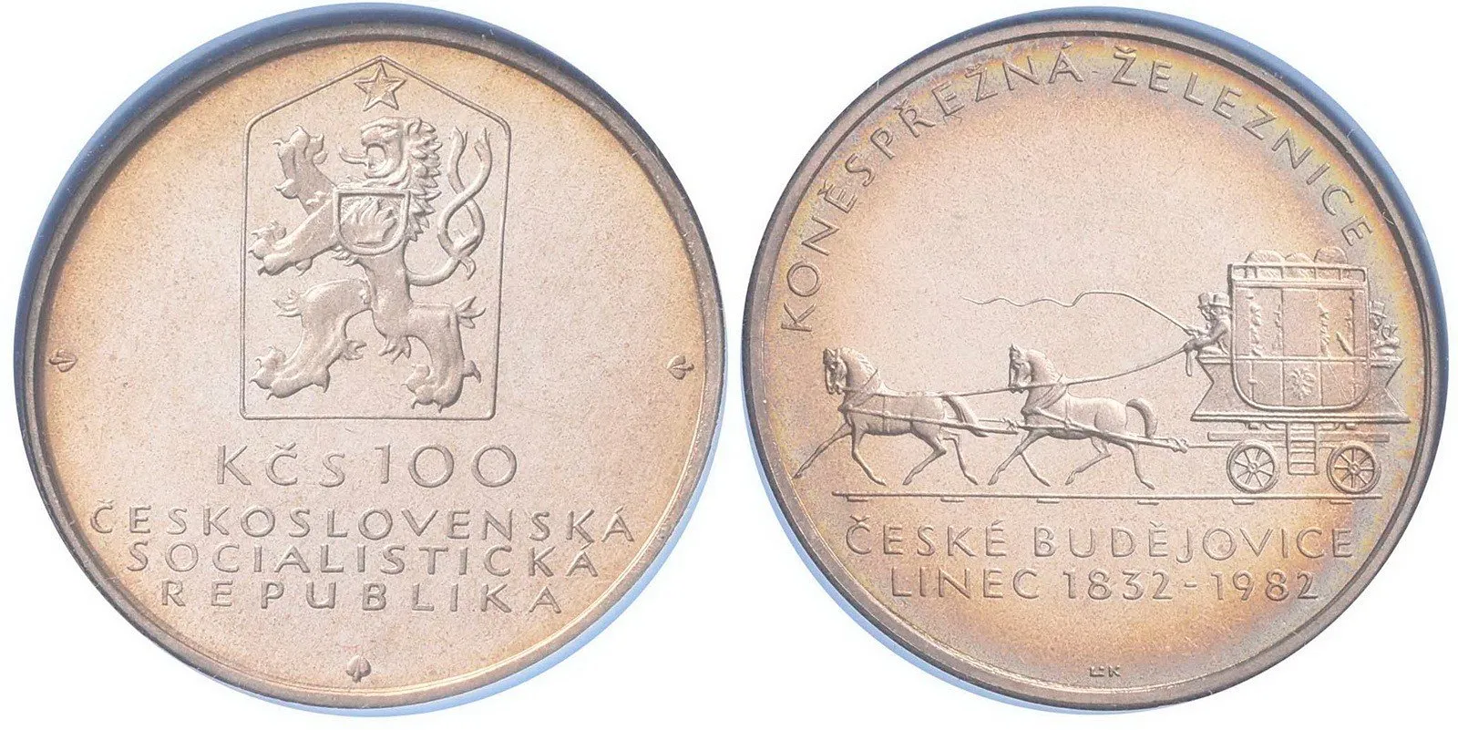100 Kčs 1982 - Koněspřežná železnice České Budějovice - Linec, PROOF