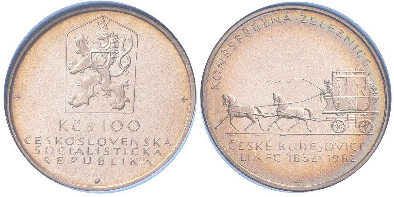 100 Kčs 1982 - Koněspřežná železnice České Budějovice - Linec, PROOF