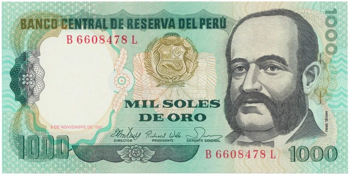 Peru, 1000 Soles de Oro 1991, P.122
