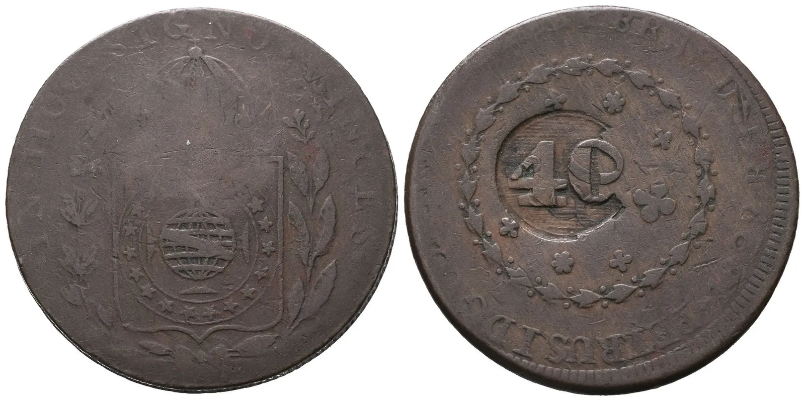 Brazílie, 40 Reis 1828, kontramarka