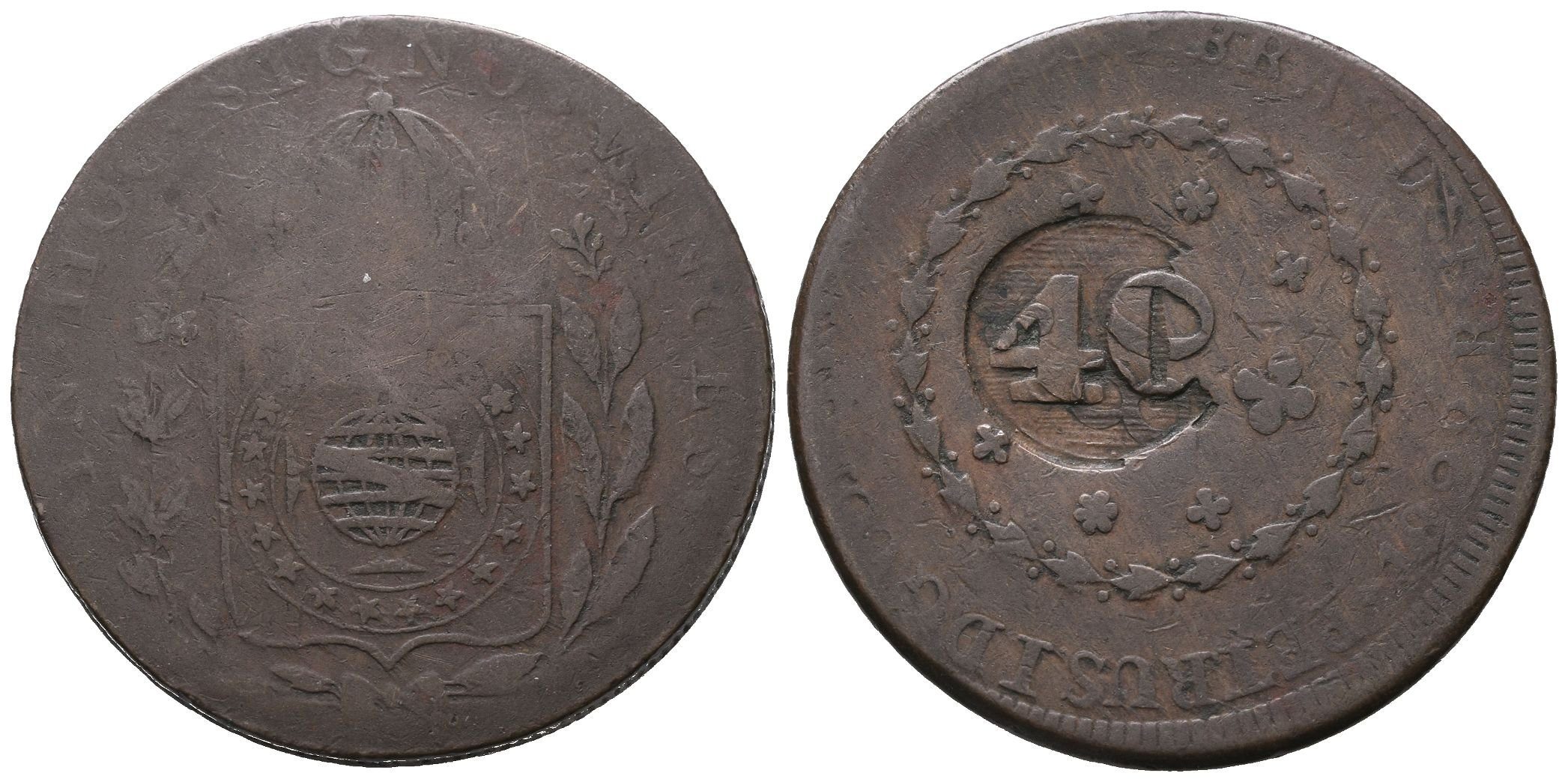 Brazílie, 40 Reis 1828, kontramarka